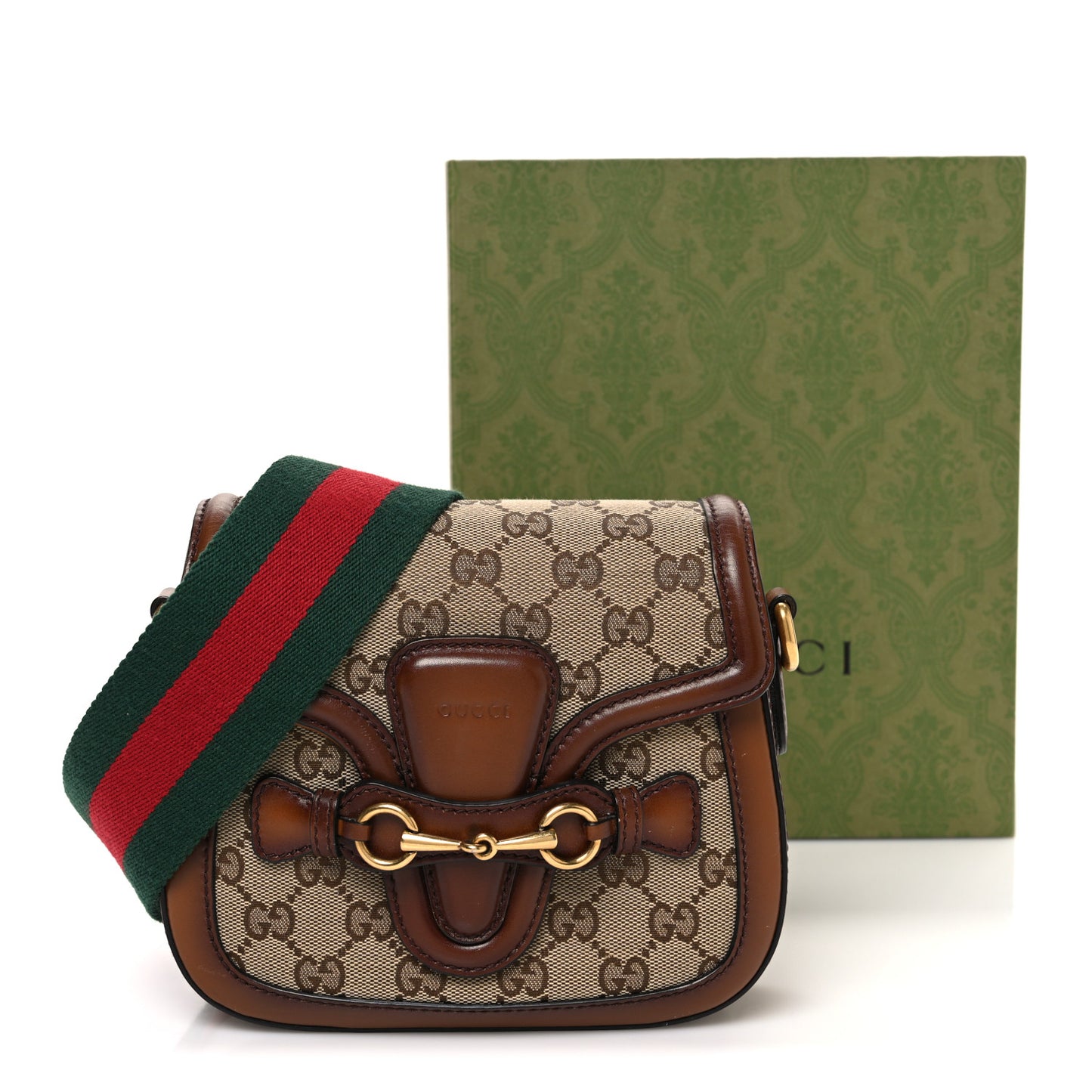 Monogram Small Lady Web Shoulder Bag Beige Cuir