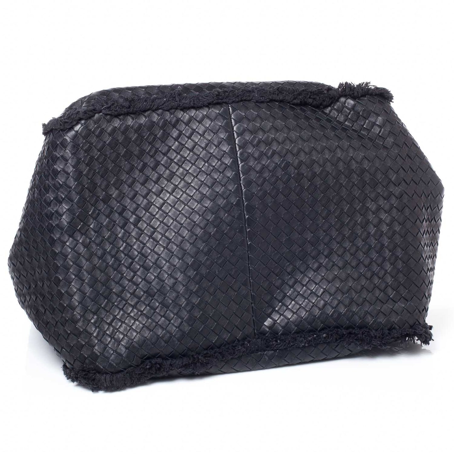 Nappa Intrecciato Canvas Fringe Maltinto Tote Nero Black