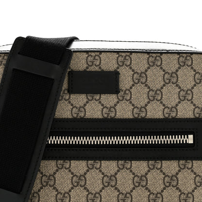 Gucci GG Supreme Monogram Flat Messenger Bag Beige Black New Acero 8 of 13