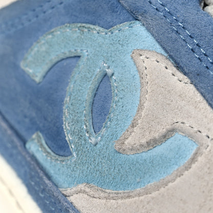 Chanel Suede Kidskin Womens CC Sneakers 37 White Blue 15 of 15