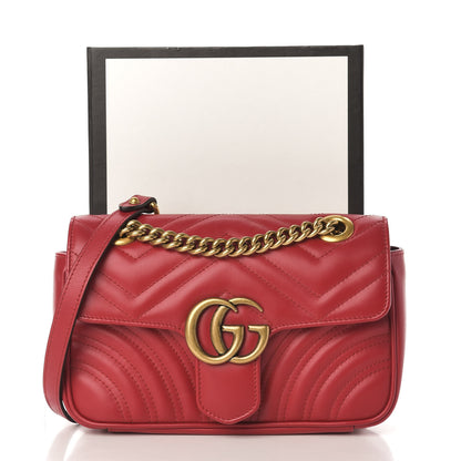 Gucci Calfskin Matelasse Mini GG Marmont Shoulder Bag Hibiscus Red 12 of 12