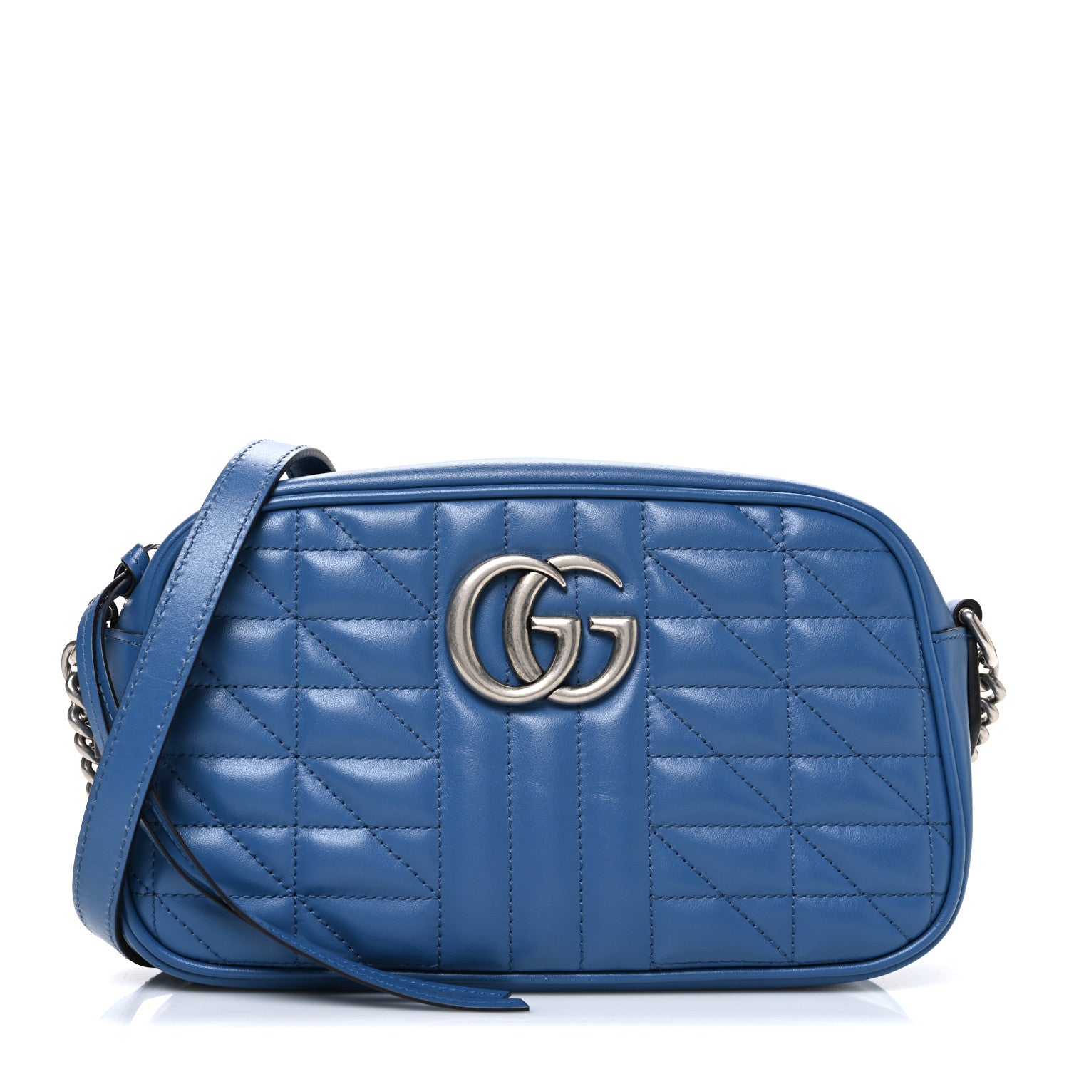 Gucci Calfskin Matelasse Aria Small GG Marmont Chain Shoulder Bag Clear Blue 1 of 10