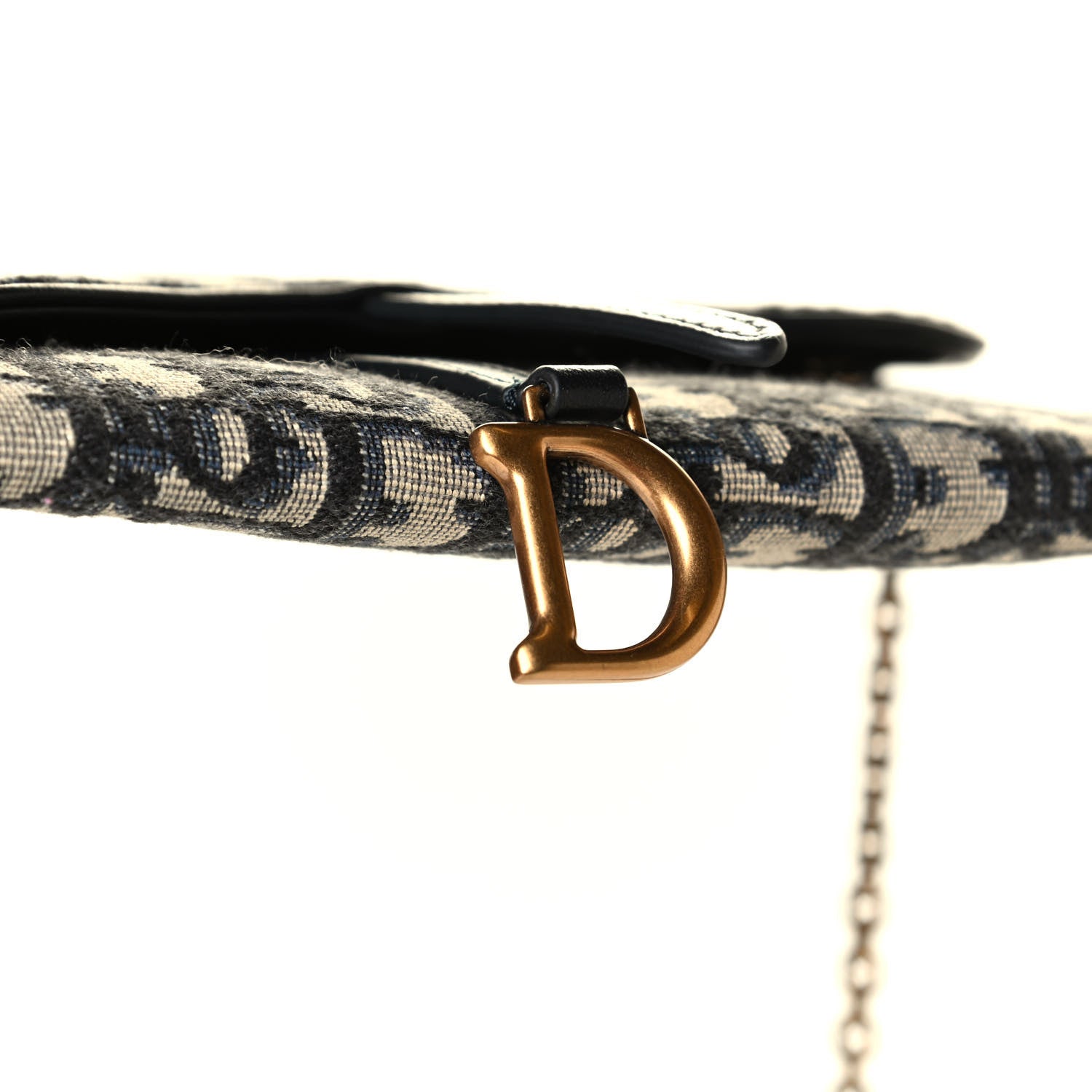 Christian Dior Oblique Saddle Chain Long Wallet Blue 6 of 7