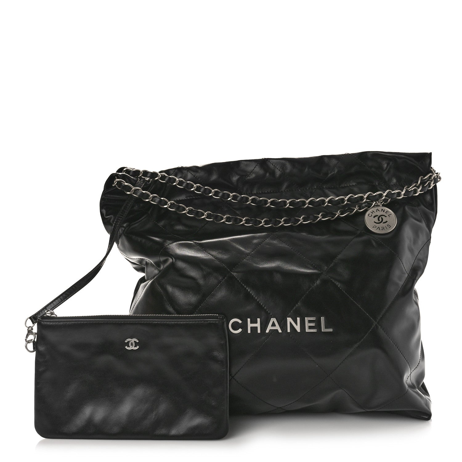 Chanel Shiny Calfskin Quilted Chanel 22 Black 2 of 10
