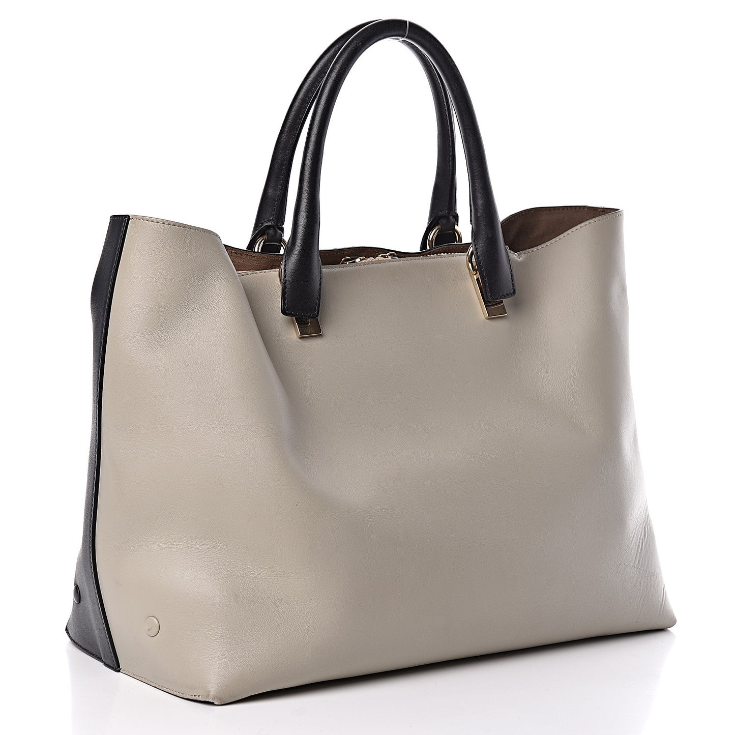Smooth Calfskin Medium Baylee Two Tone Tote Marshmallow Grey Black