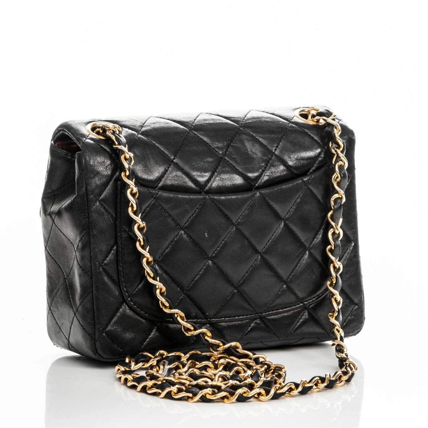 Lambskin Quilted Mini Square Flap Black