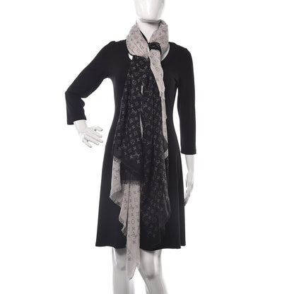Louis Vuitton Silk Cashmere Monogram Split Stole Black 2 of 5