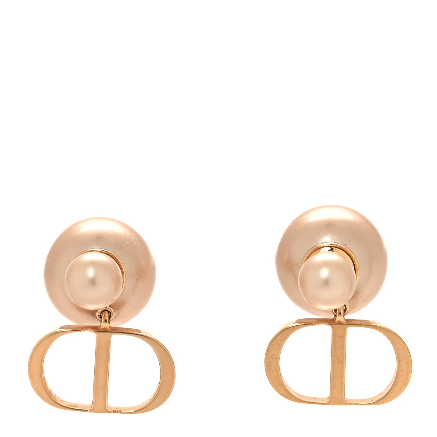 Christian Dior Metal Pearl Tribales Earrings Pink Gold 1 of 5