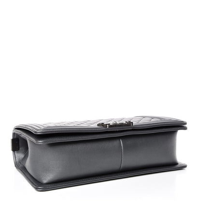 Chanel Metallic Calfskin Quilted New Medium Boy Flap Dark Silver 4 of 9