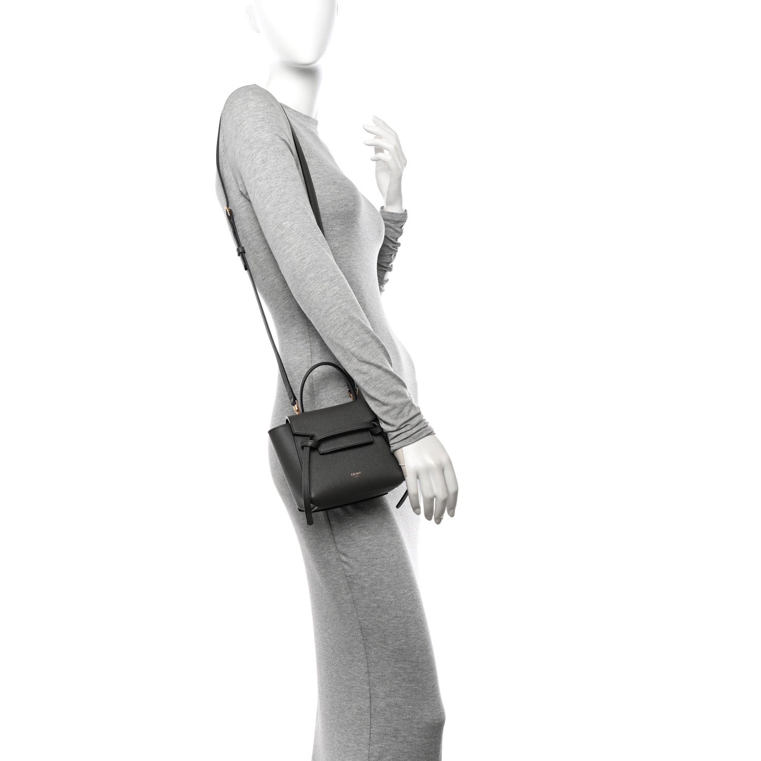 Celine Grained Calfskin Pico Belt Bag Grey 3 of 9