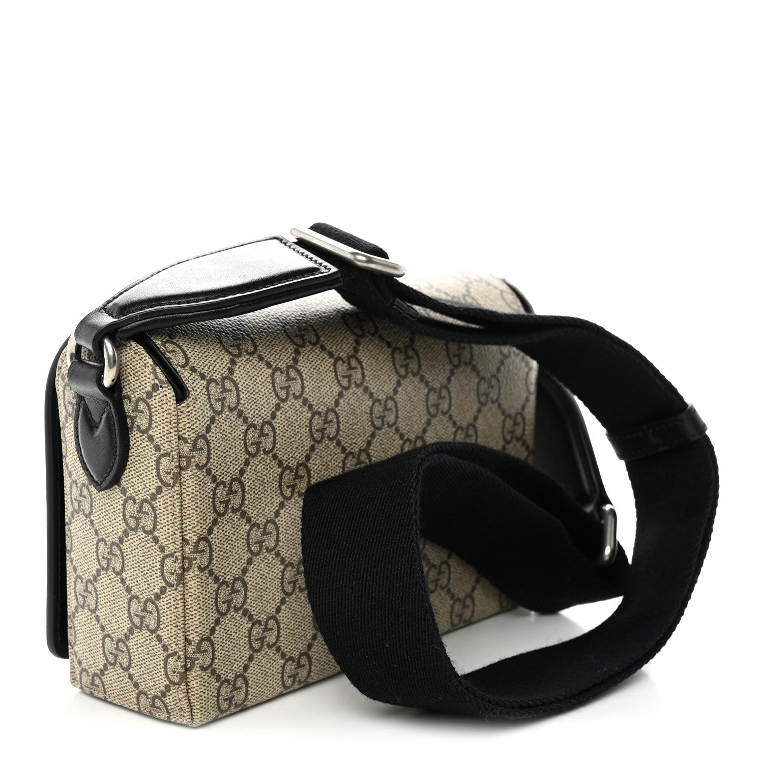 Gucci GG Supreme Monogram Mini Horsebit 1955 Shoulder Bag Beige Ebony Black 3 of 10