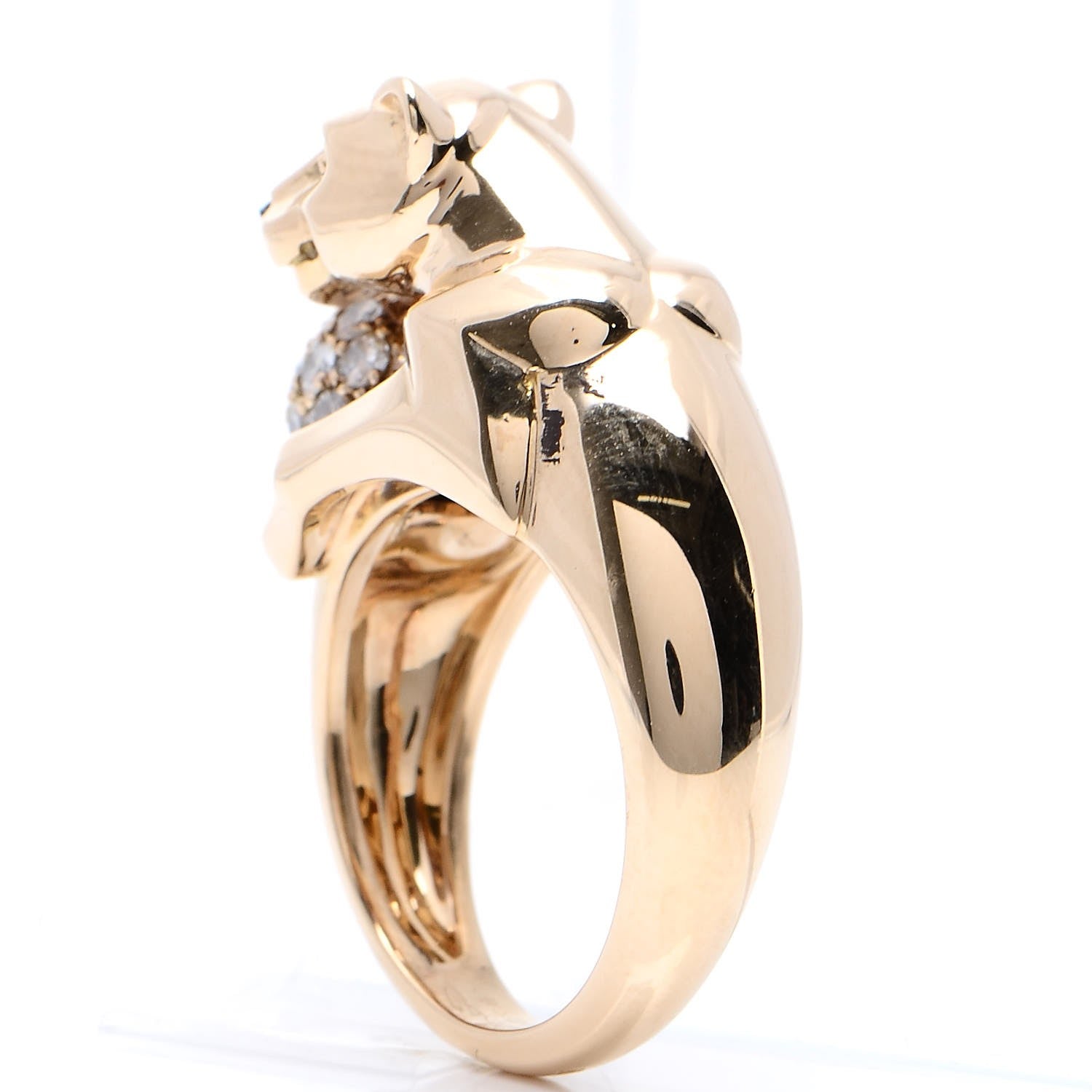 Cartier 18K Yellow Gold Diamond Onyx Emerald Panthère De Ring 53 6.25 4 of 11