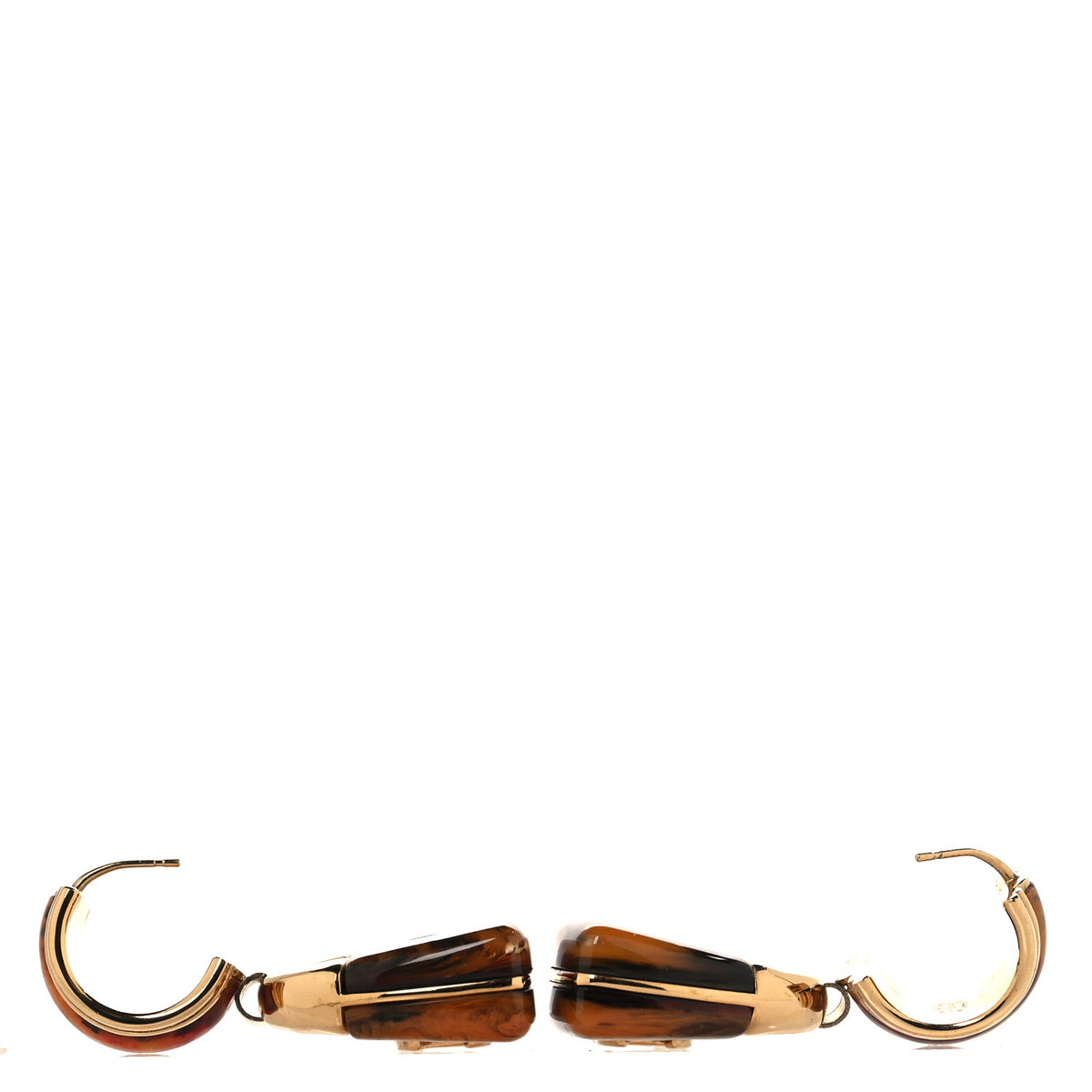 Chanel Metal Resin Marbled Enamel Handbag CC Drop Earrings  Gold Orange Black Red 3 of 4