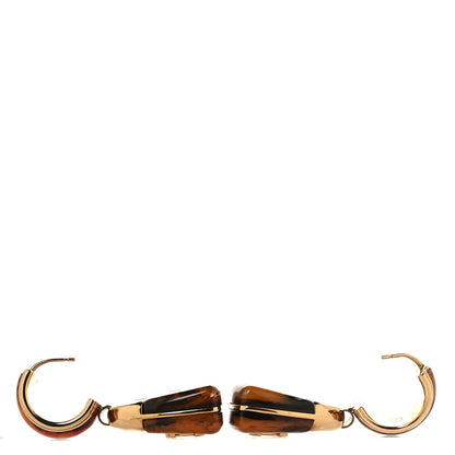 Chanel Metal Resin Marbled Enamel Handbag CC Drop Earrings  Gold Orange Black Red 3 of 4