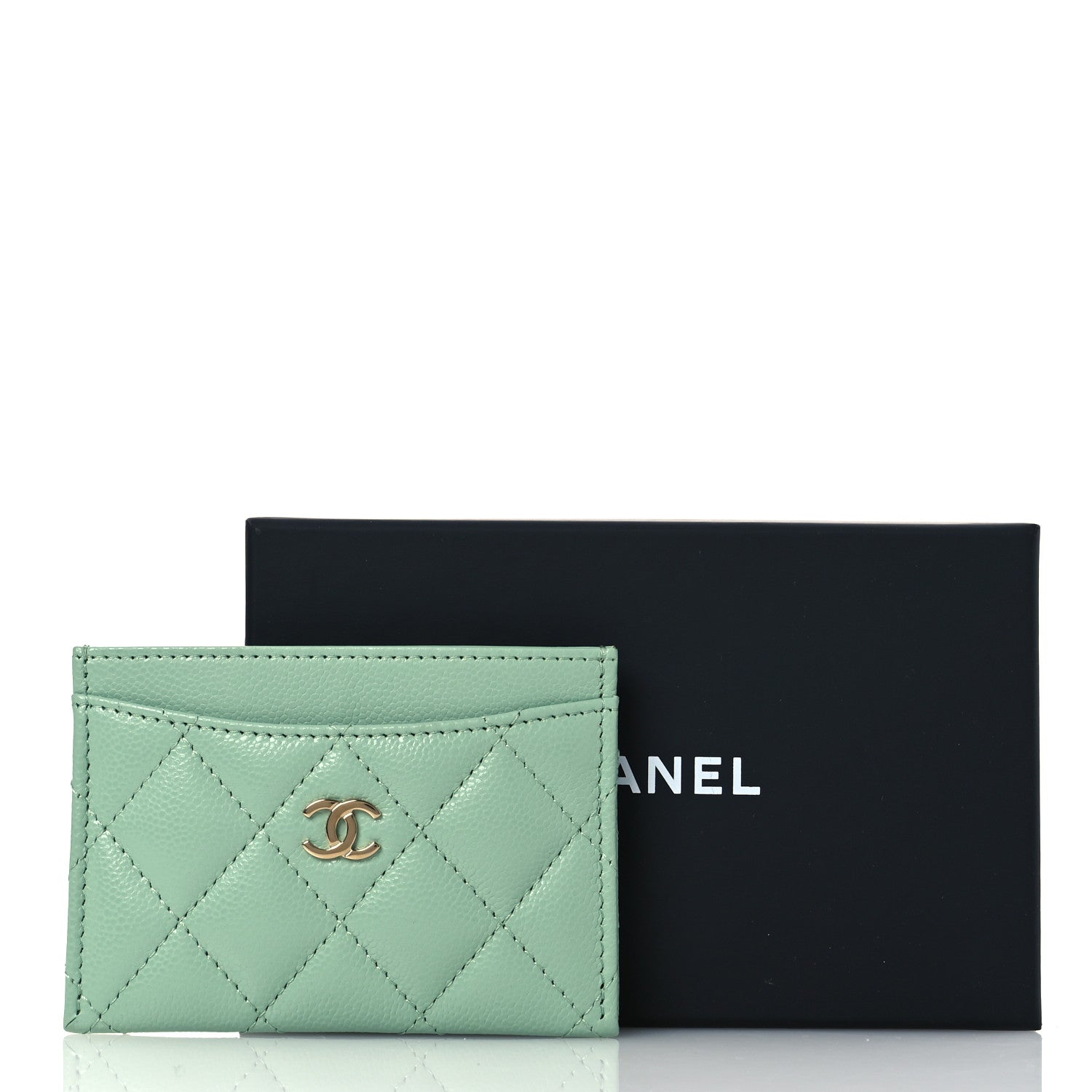 Chanel Caviar Quilted Card Holder Light Green 9 of 9