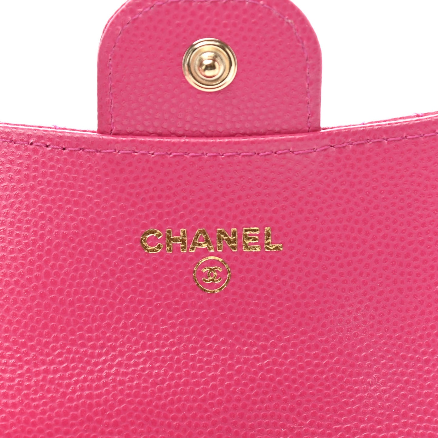 Caviar Quilted Flap Card Holder Wallet Dark Pink