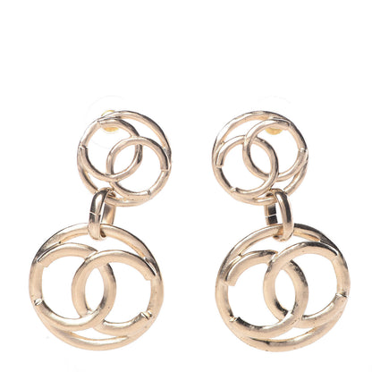 Chanel CC Hoop Drop Earrings Gold 1 of 4