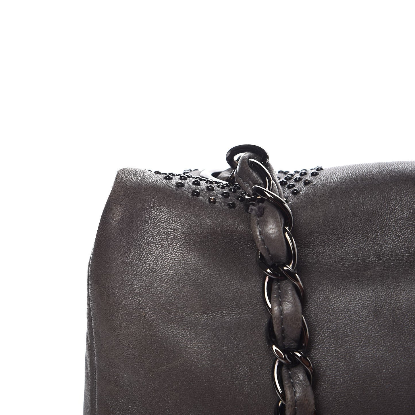 Lambskin Studded CC East West Flap Grey