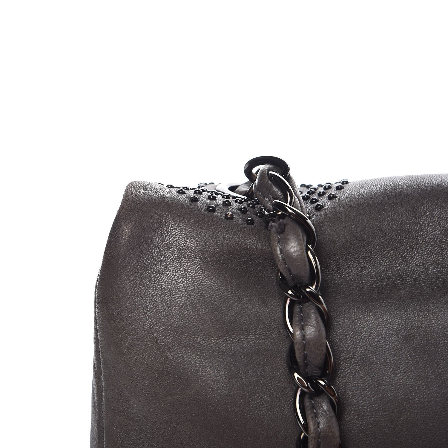 Chanel Lambskin Studded CC East West Flap Grey 14 of 14