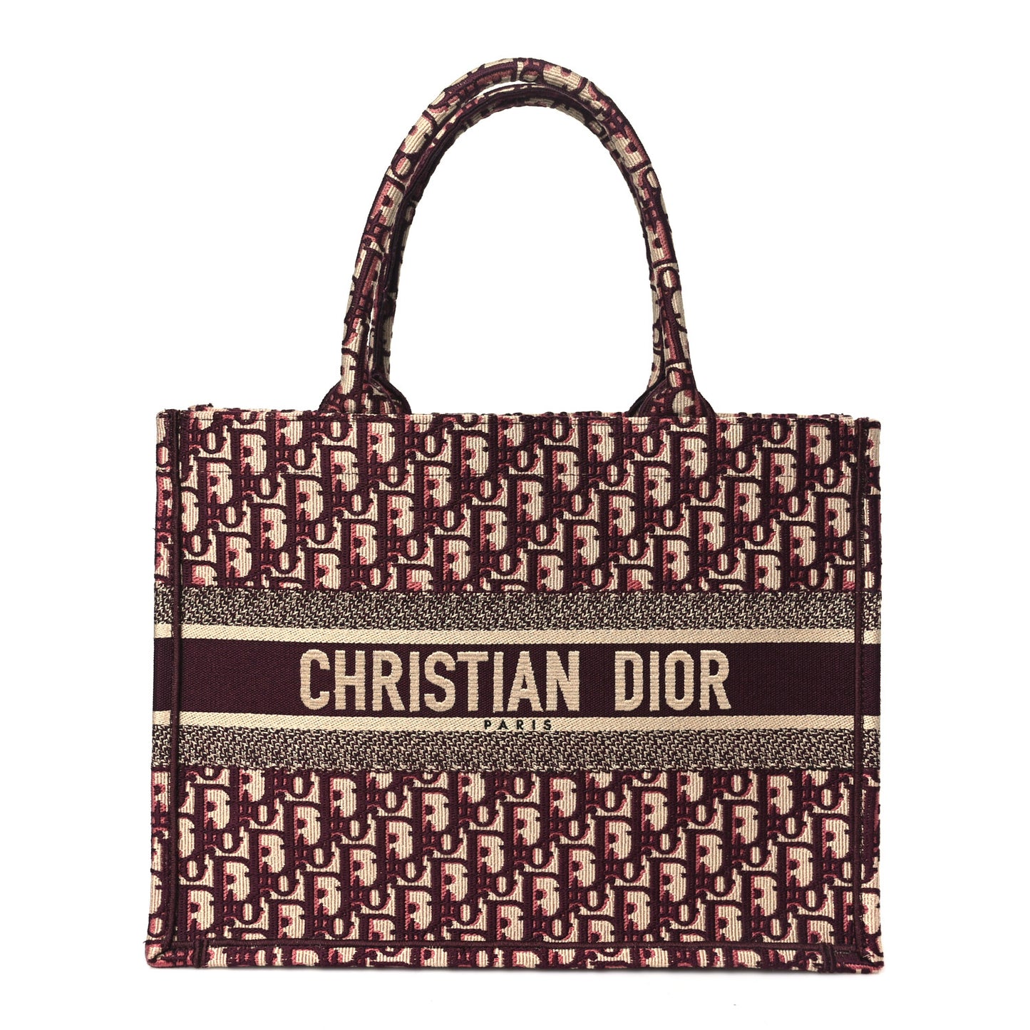 Oblique Medium Book Tote Burgundy Multicolor