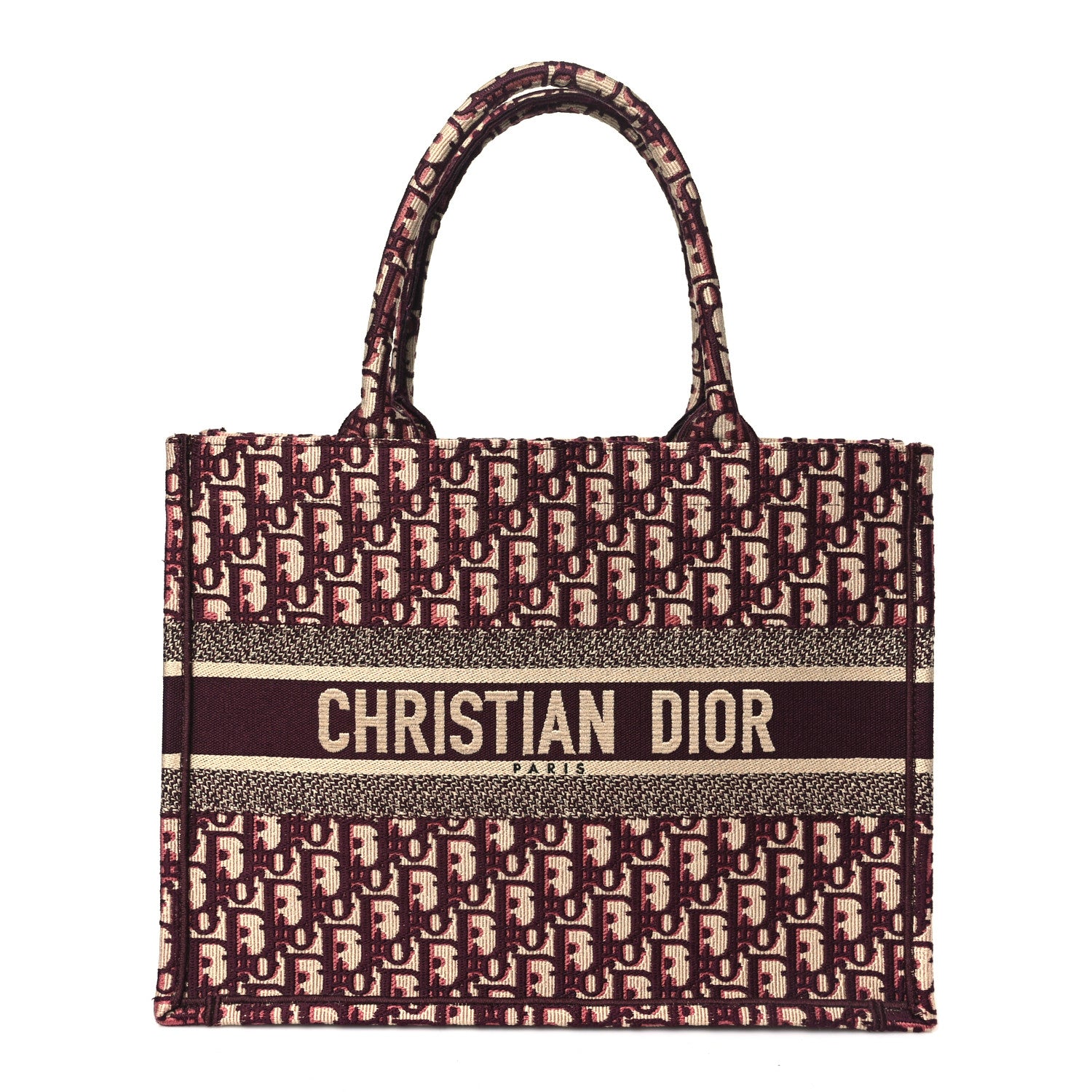 Christian Dior Oblique Medium Book Tote Burgundy Multicolor 1 of 10