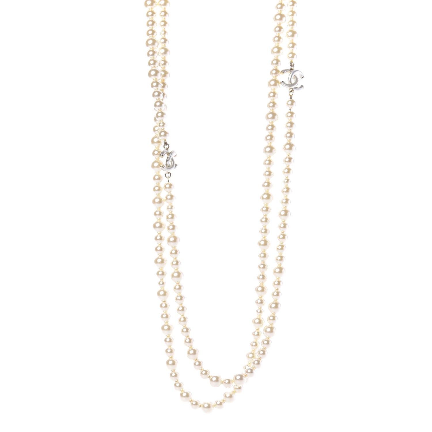 Chanel Graduated Pearl CC Long Necklace Gold 1 of 7