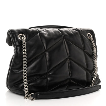 Saint Laurent SAINT LAURENT Lambskin Quilted Small Loulou Puffer Monogram Chain Satchel Black 3 of 9