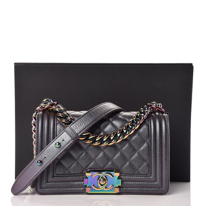 Chanel Iridescent Goatskin Quilted Small Boy Flap Purple 10 of 10