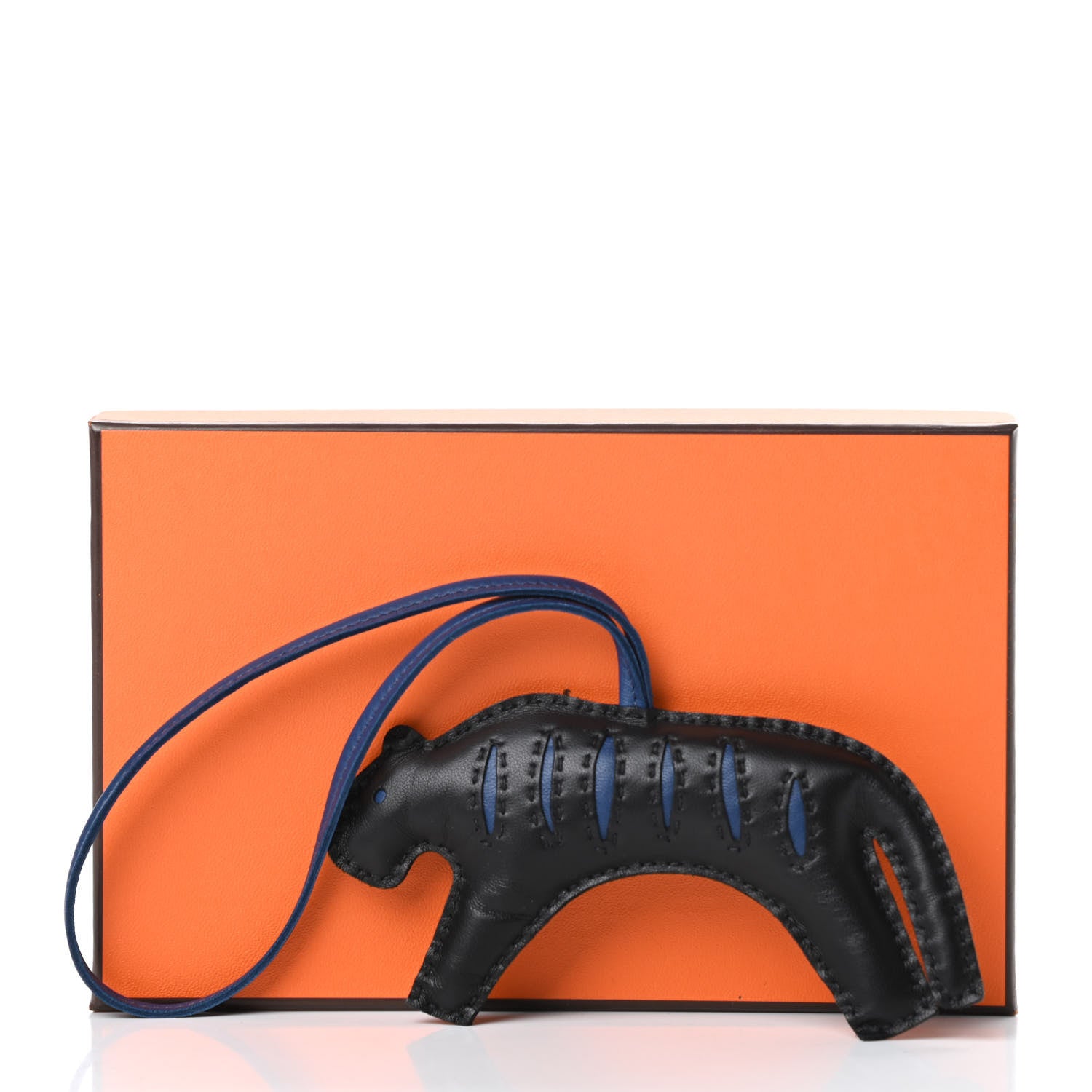 Hermes Milo Lambskin Rooroo Bag Charm Black Bleu de Malte 4 of 4