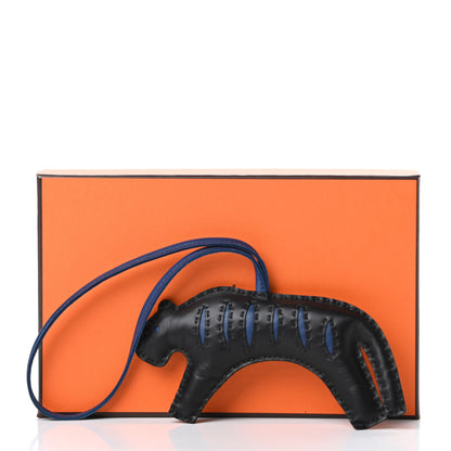 Hermes Milo Lambskin Rooroo Bag Charm Black Bleu de Malte 4 of 4