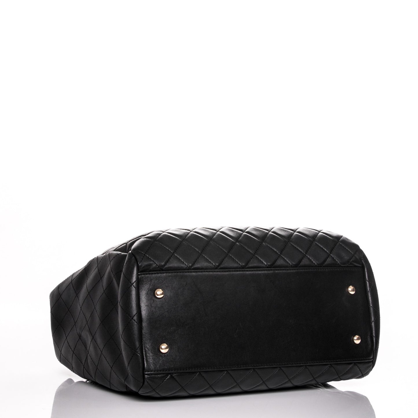 Lambskin Quilted Large Drawstring Shoulder Bag Black