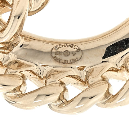 Chanel Crystal Chain CC Brooch Gold 3 of 3