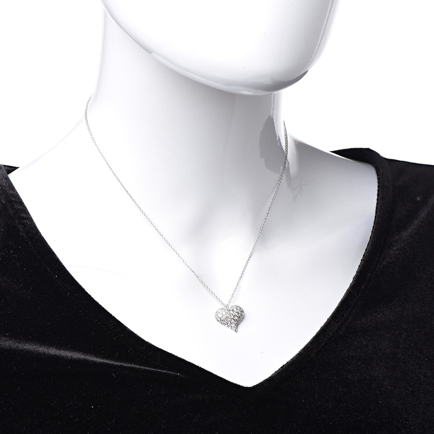 Platinum Diamond Heart Pave Pendant Necklace