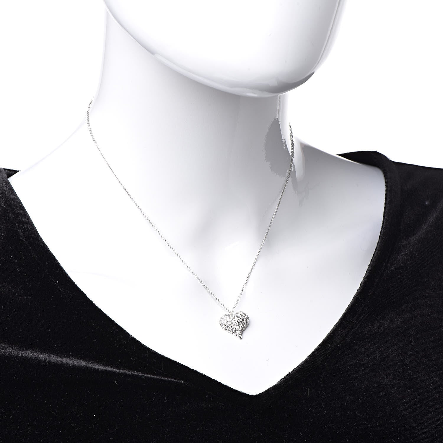 Tiffany Platinum Diamond Heart Pave Pendant Necklace 2 of 6