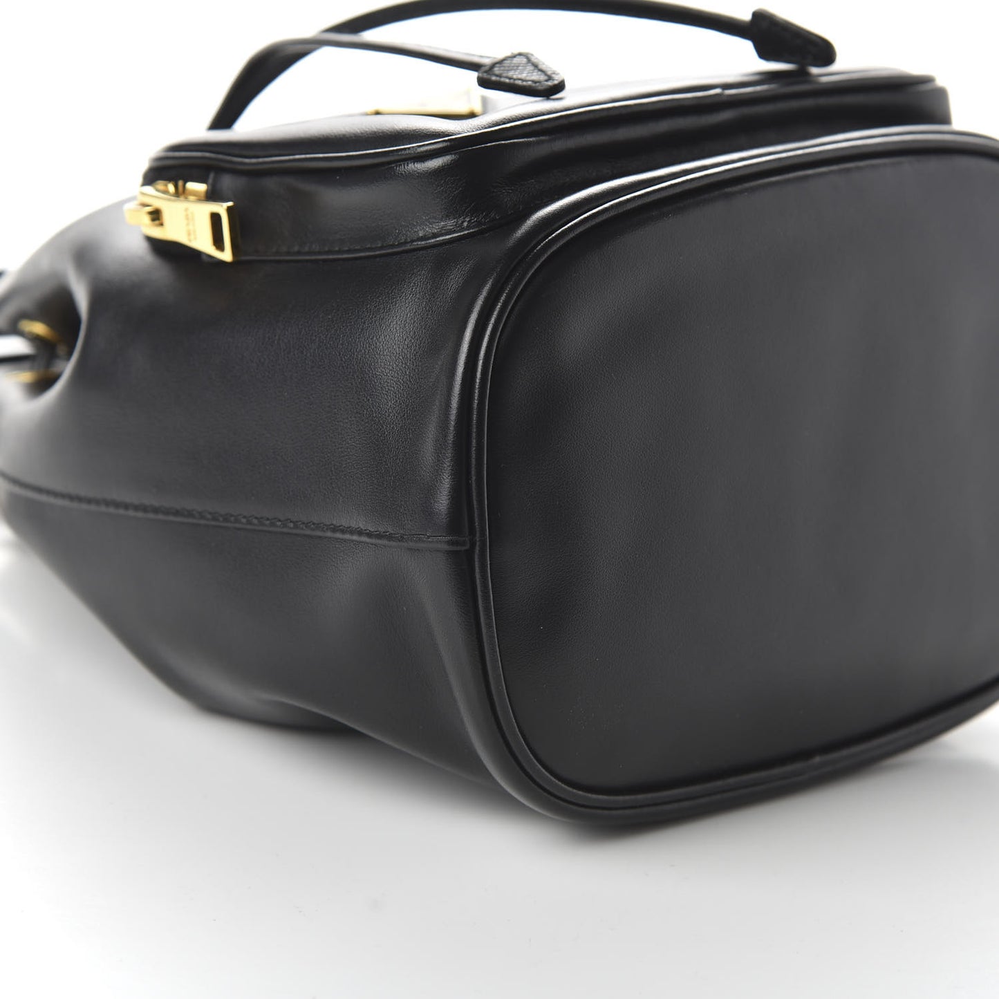 Light Calfskin Saffiano Mini Bucket Crossbody Bag Black