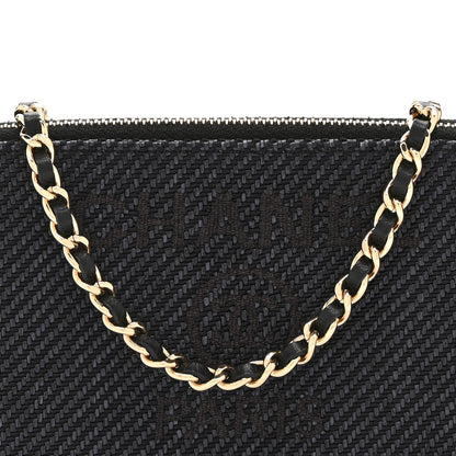 Chanel Lurex Straw Small Deauville Clutch With Chain Blue 11 of 14