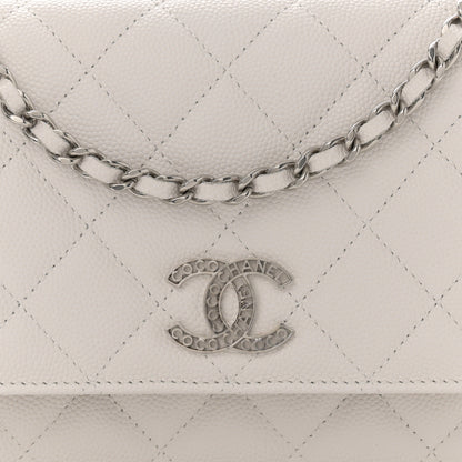 Chanel Caviar Quilted CC Logo Wallet on Chain WOC  White 9 of 13