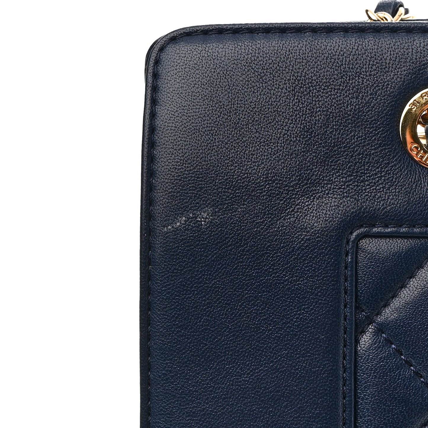 Sheepskin Quilted Mademoiselle Vintage Shopping Tote Navy
