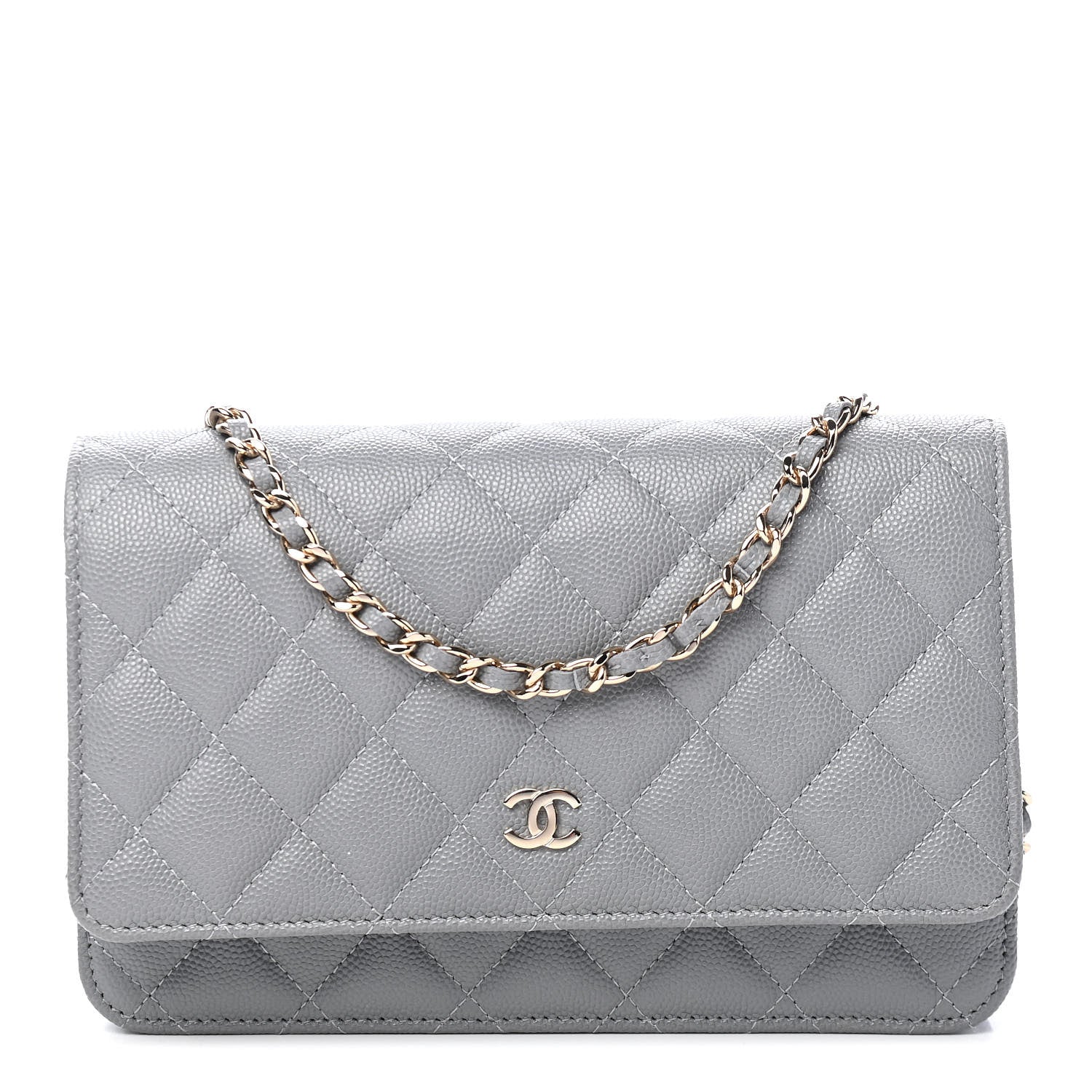Chanel Caviar Quilted Wallet On Chain WOC Grey 1 of 10
