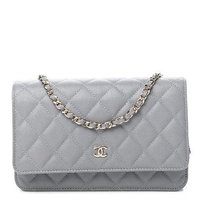 Chanel Caviar Quilted Wallet On Chain WOC Grey 1 of 10