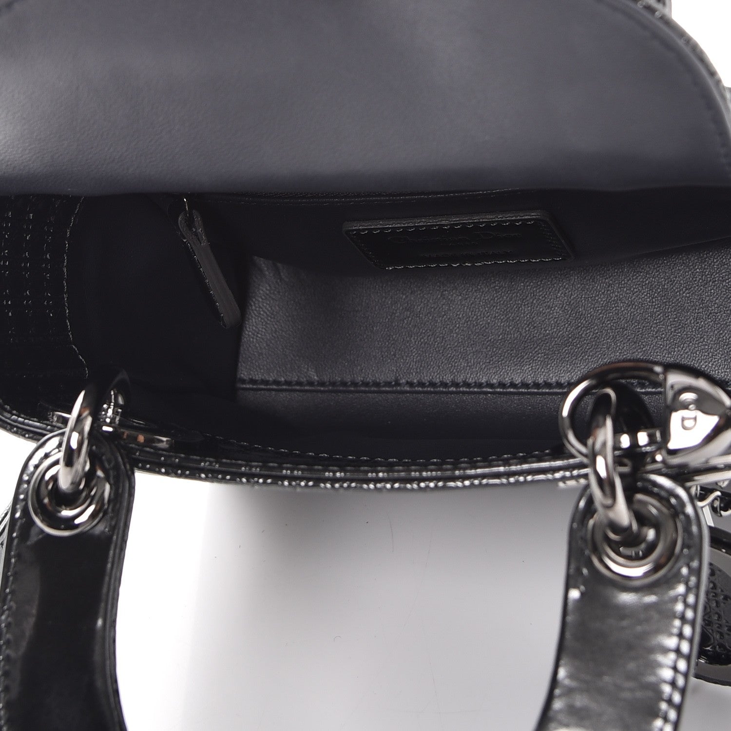 Christian Dior Metallic Patent Micro-Cannage Mini Lady Dior Onyx Black 5 of 8
