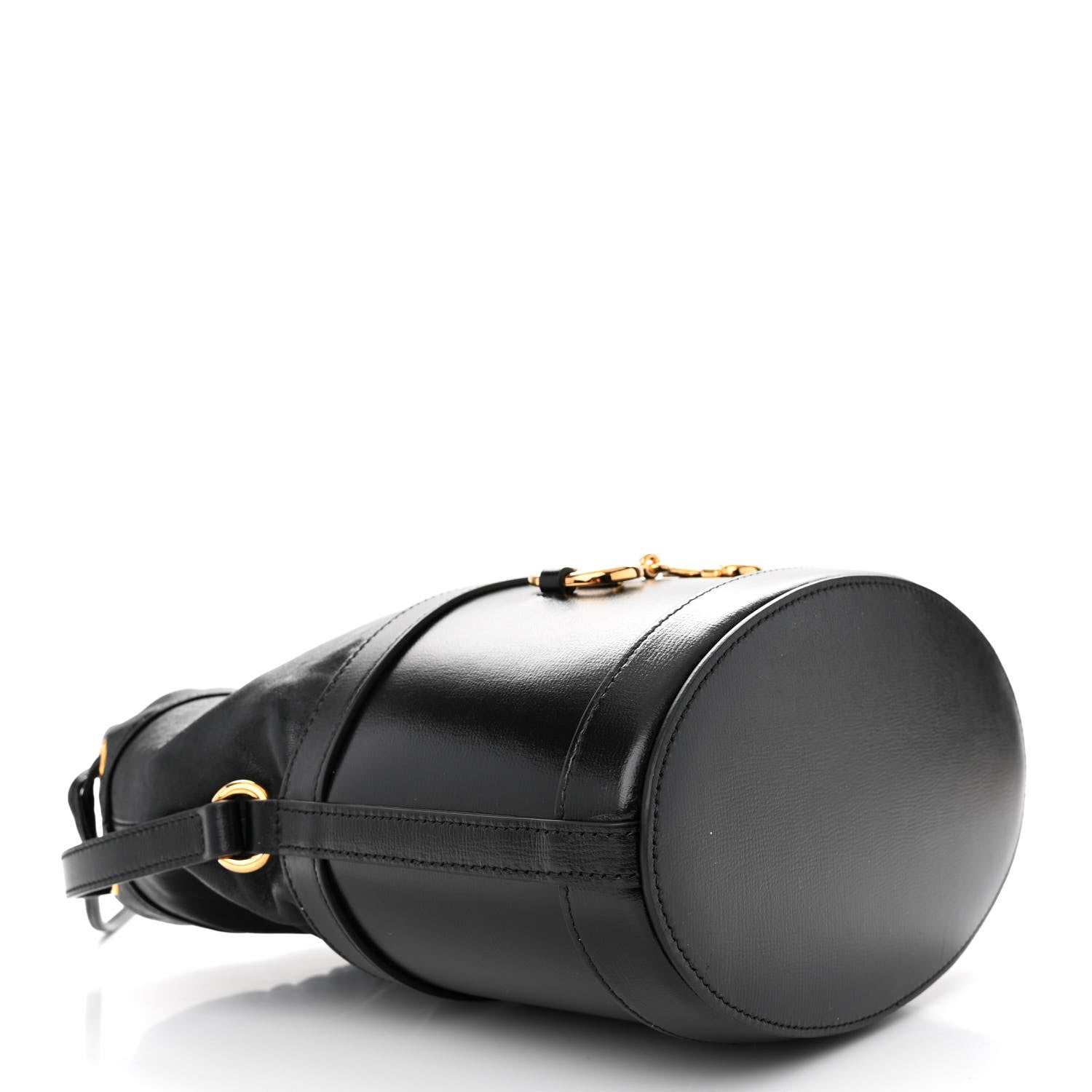 Gucci Azalea Sakai Calfskin Horsebit 1955 Drawstring Bucket Bag Black 4 of 11