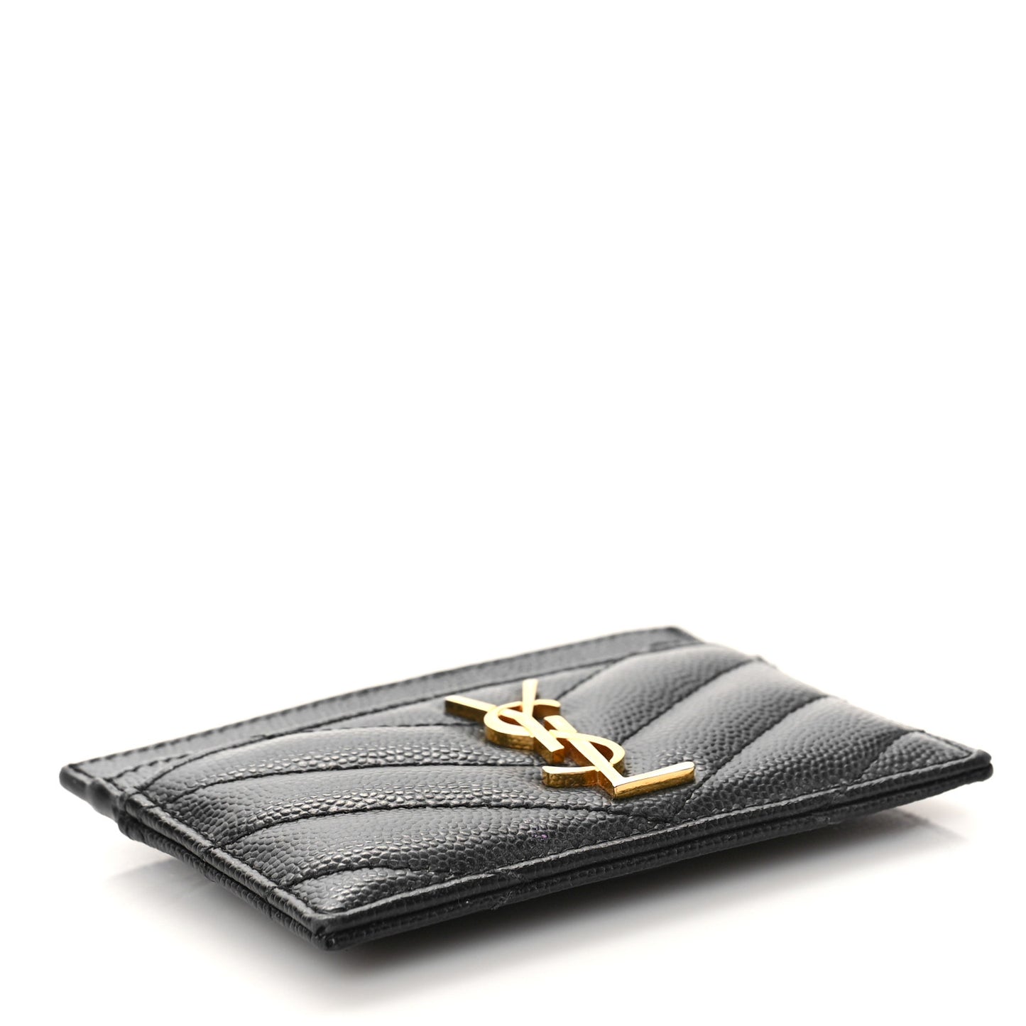 Grain De Poudre Matelasse Chevron Monogram Credit Card Case Black