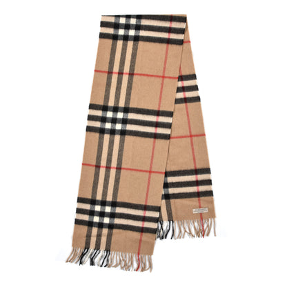 Burberry Cashmere Nova Check Fringe Scarf Camel 2 of 4