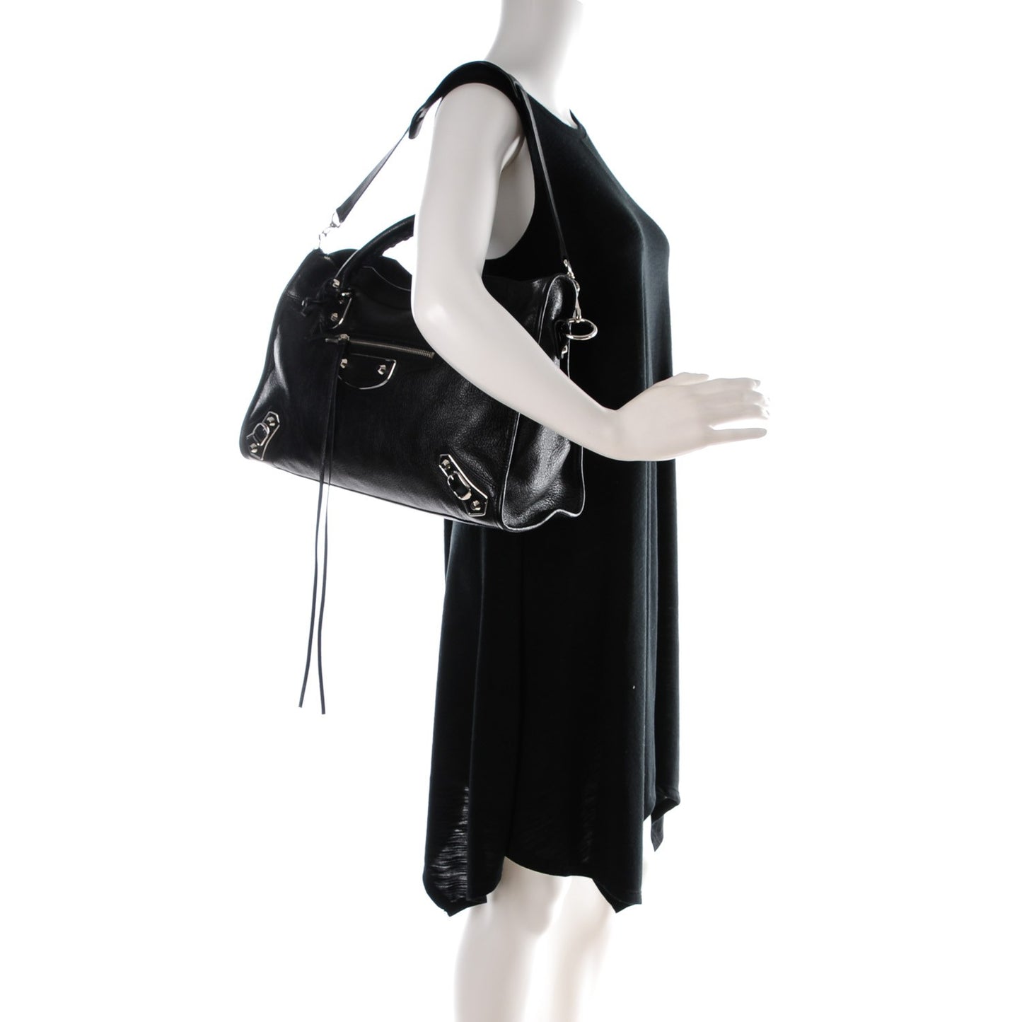 Chevre Silver Metallic Edge Hardware City Black