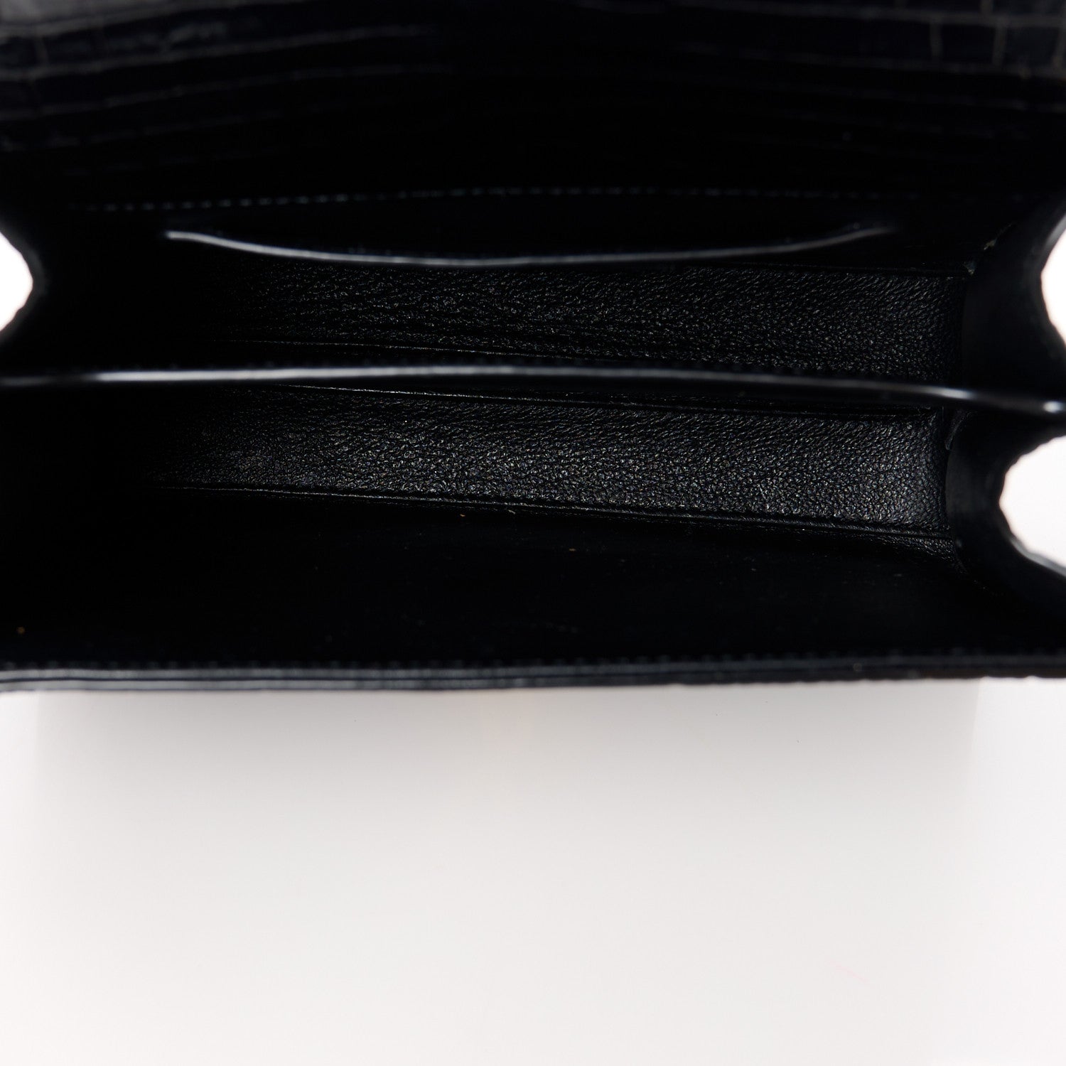 Saint Laurent Calfskin Crocodile Embossed Mini Classic Monogram Cassandra Top Handle Black 5 of 11