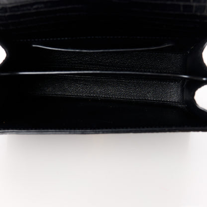 Saint Laurent Calfskin Crocodile Embossed Mini Classic Monogram Cassandra Top Handle Black 5 of 11