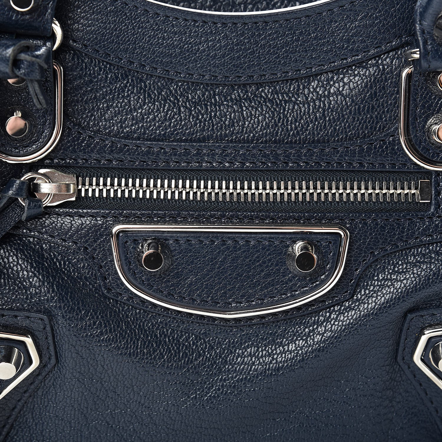 Balenciaga Chevre Silver Metallic Edge Hardware Mini City Bleu Nuit Dark Sea 9 of 10