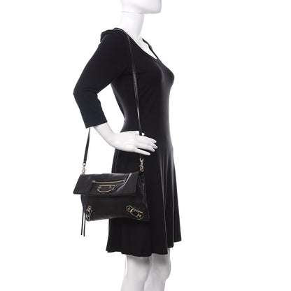 Balenciaga Chevre Gold Metallic Edge Hardware Envelope Clutch Black 2 of 10