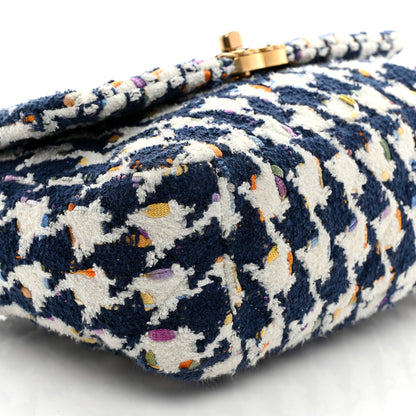 Chanel Tweed Quilted Medium Chanel 19 Flap Ecru Navy Blue Multicolor 9 of 10